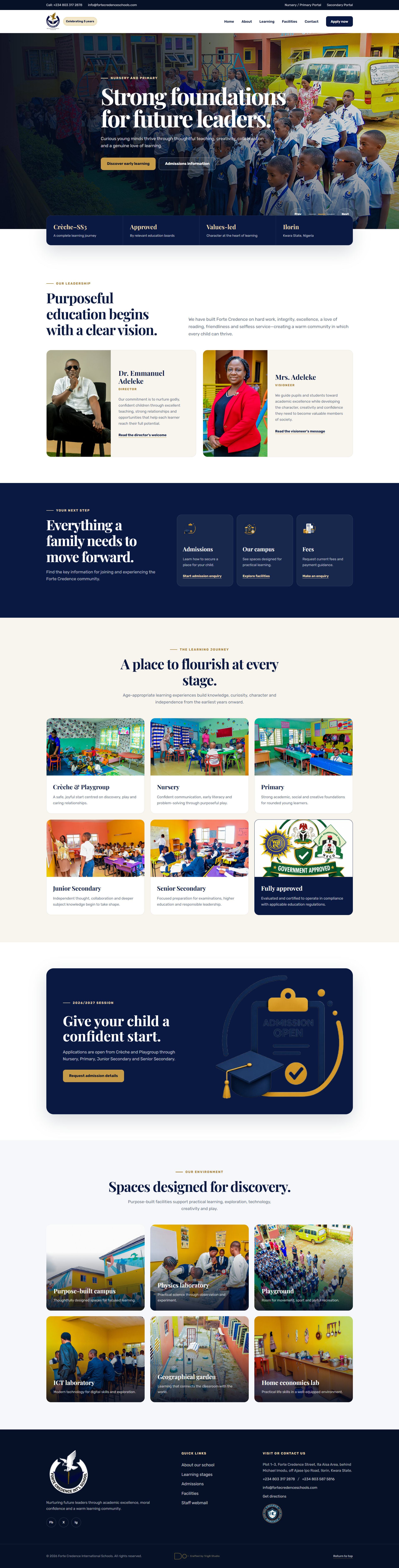 Forte Credence International Schools website homepage